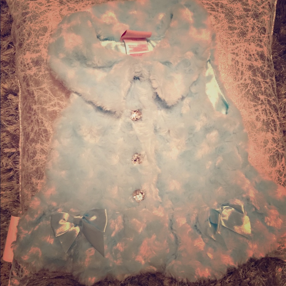 Adorable Sky Blue Faux fur Vest